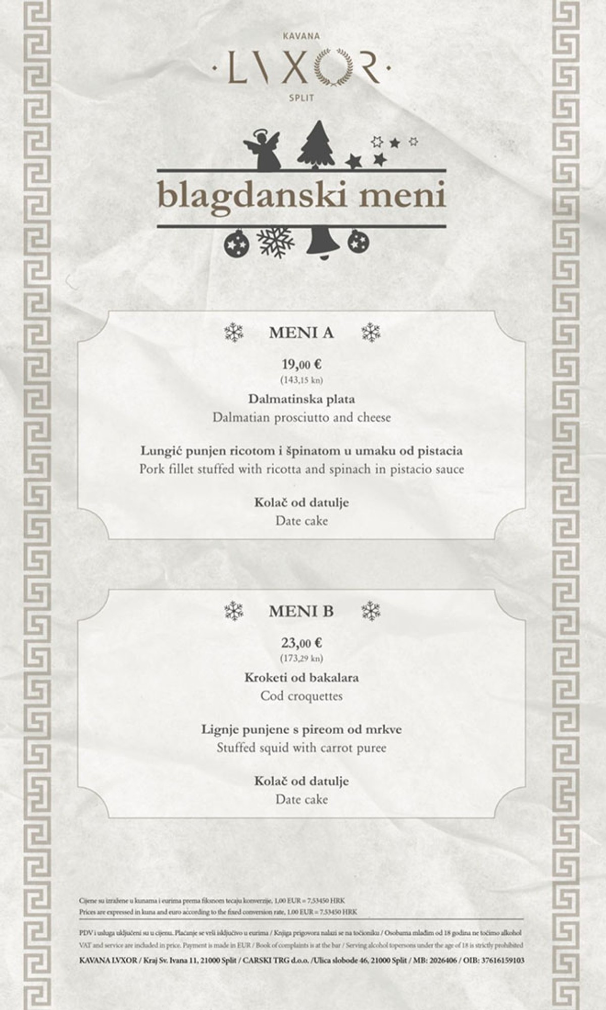 Posljednji dani blagdanske ponude uz omiljene pizze u restoran/kavani Lvxor