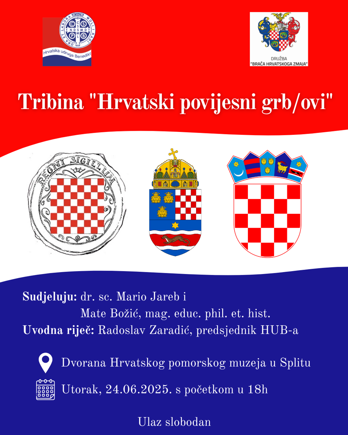 Hrvatska udruga Benedikt organizira tribinu o hrvatskom povijesnom grbu