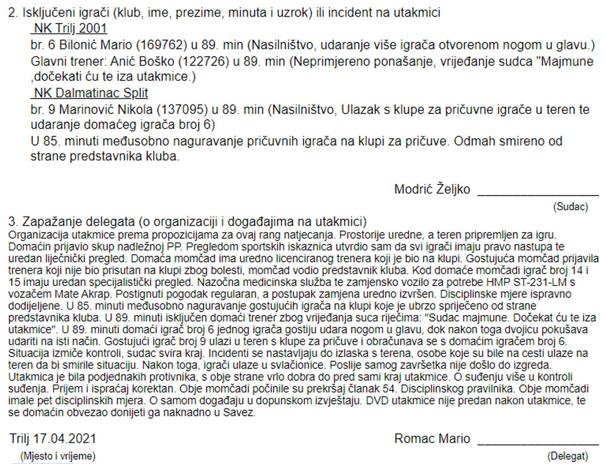 Utakmica u Trilju prekinuta nakon opće tučnjave, isključen i Boško Anić