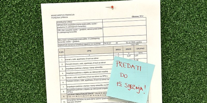 Iznajmljivači, do 15. siječnja predajte ispunjeni TZ2 obrazac! Evo kako i  kome