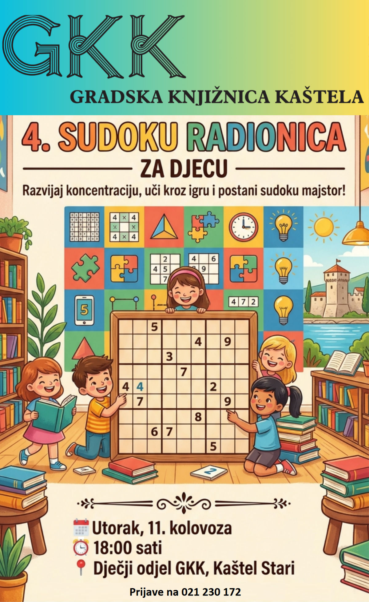 Logičko-enigmatska radionica Sudoku hit ljeta u Gradskoj knjižnici Kaštela