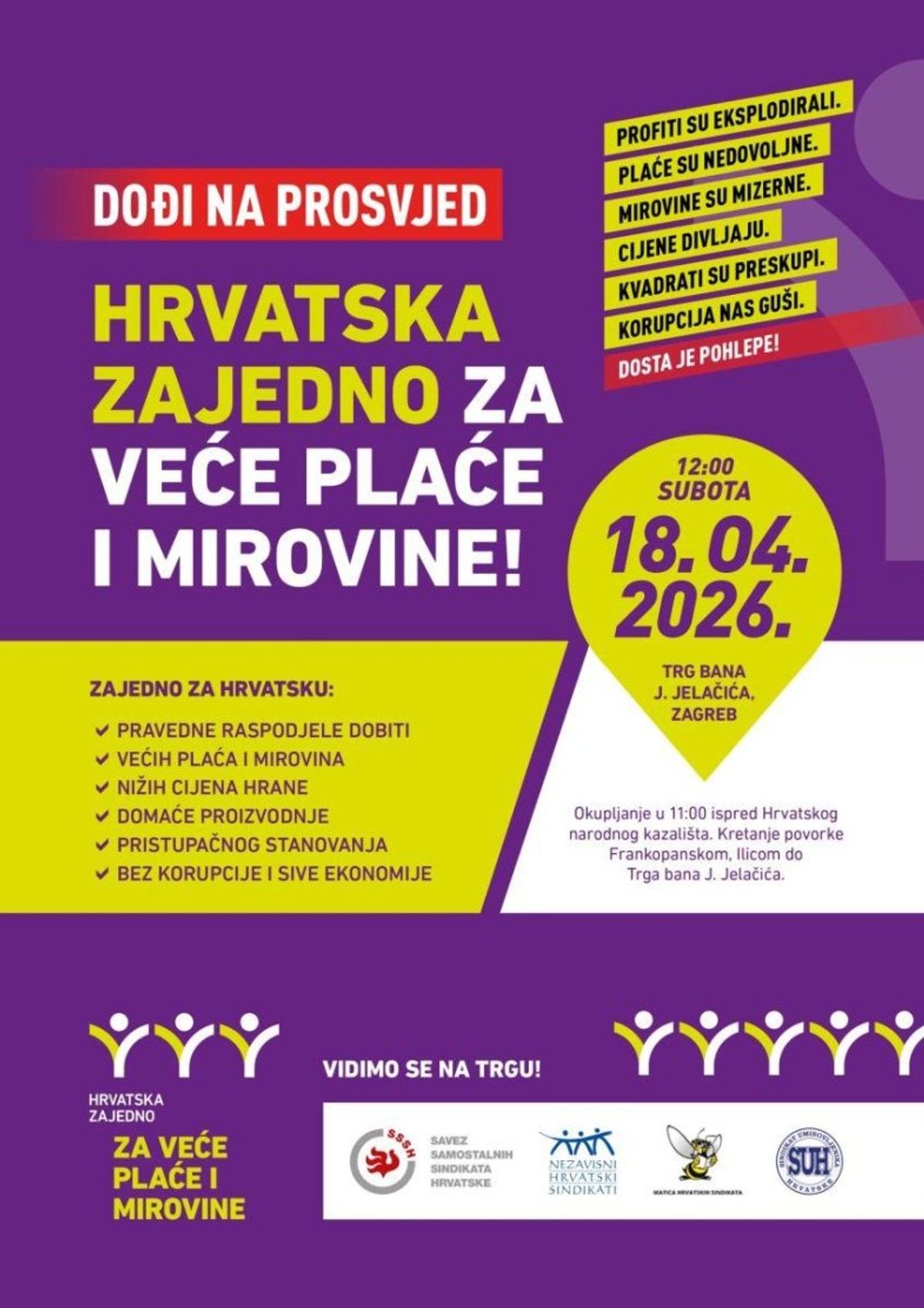 VEĆE PLAĆE I  MIROVINE Akademski sindikat na prosvjed poziva i poslodavce - ravnatelje, dekane i rektore