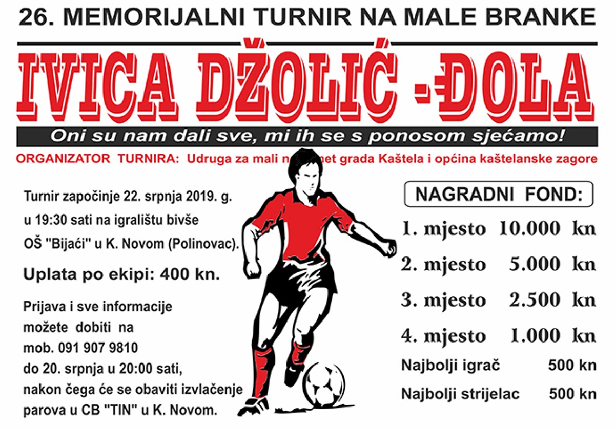 SVI NA MALE BRANKE: U tijeku su prijave za memorijalni turnir 'Ivica Džolić - Đola'