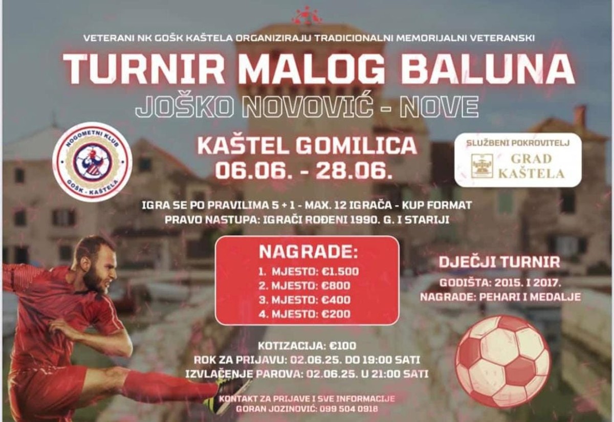 Memorijalni veteranski turnir 'Joško Novović - Nove' u Kaštel Gomilici