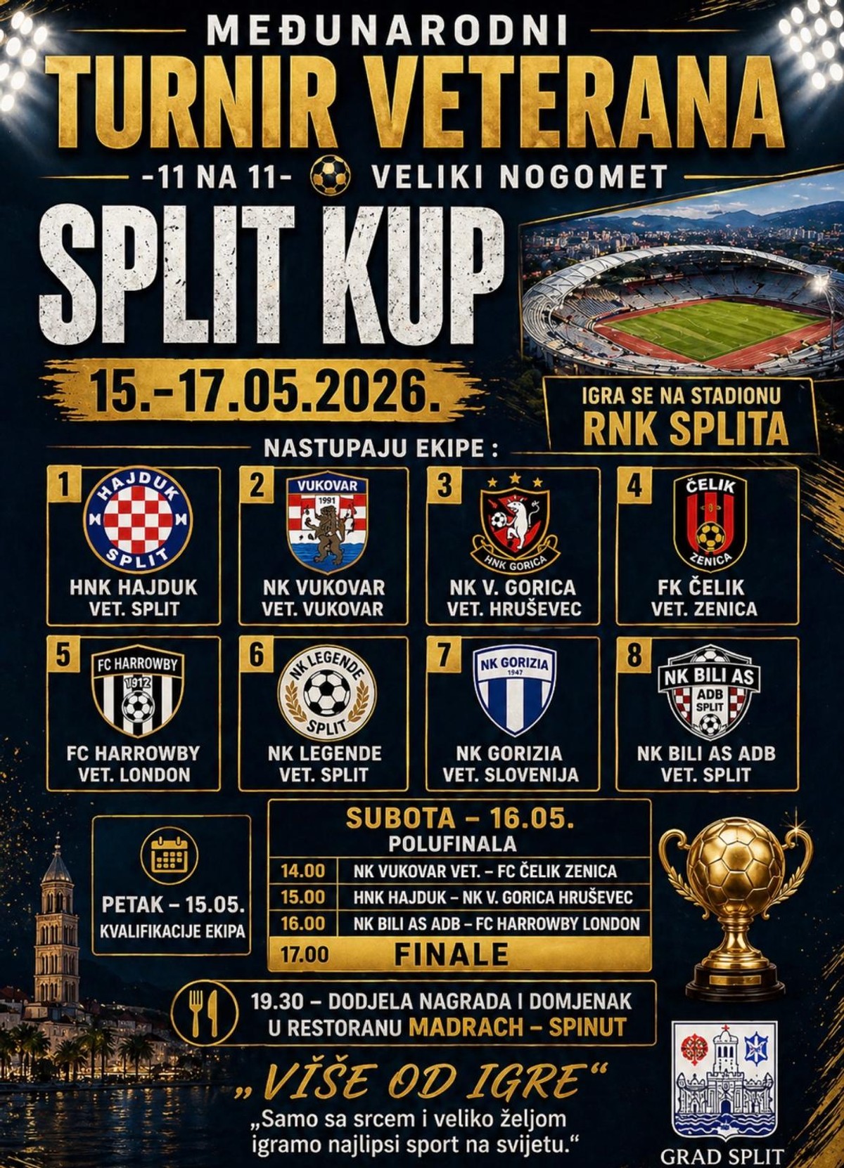 Od petka do nedjelje Split je domaćin veteranskog turnira, nastupit će i Hajduk
