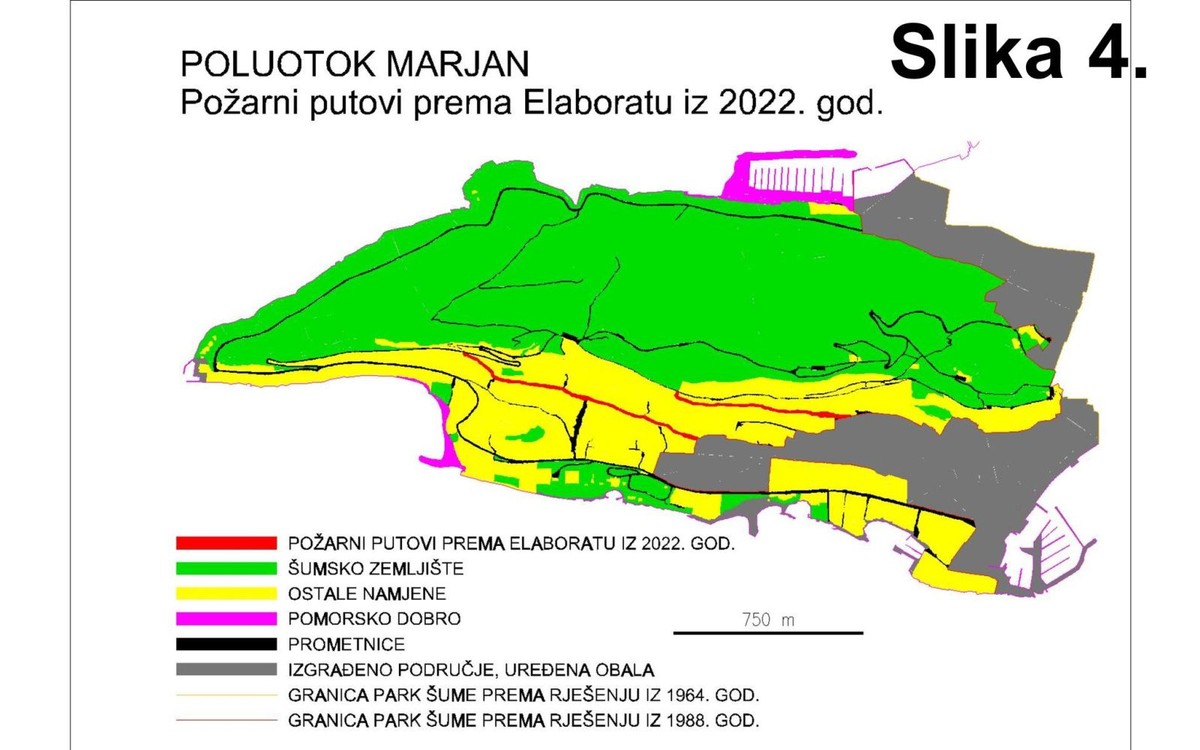 Slika 4. Protupožarni putovi predviđeni Elaboratom iz 2022.