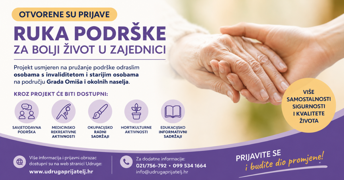 Omiška udruga pokrenula trogodišnji EU projekt podrške starijima i osobama s invaliditetom