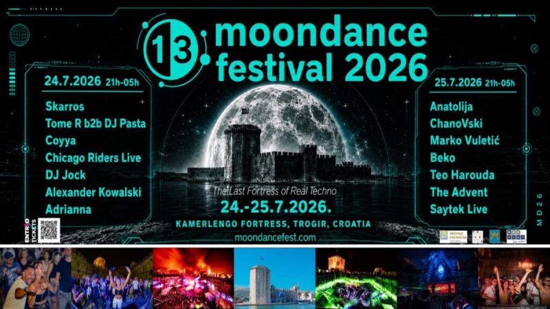 13. Moondance Festival 2026. stiže u Trogir: Dvije noći underground techna u tvrđavi Kamerlengo 24. i 25. srpnja