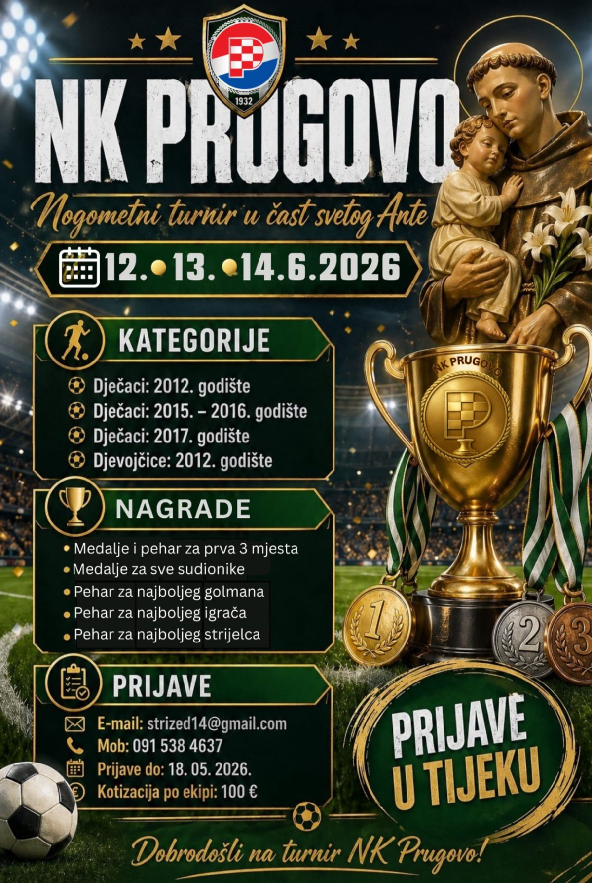 NK Prugovo organizira nogometni turnir u čast svetog Ante