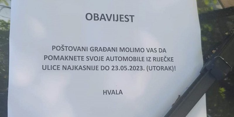 OBAVIJEST BEZ POTPISA: Stanari Manuša moraju maknuti automobile zbog Small Malla?