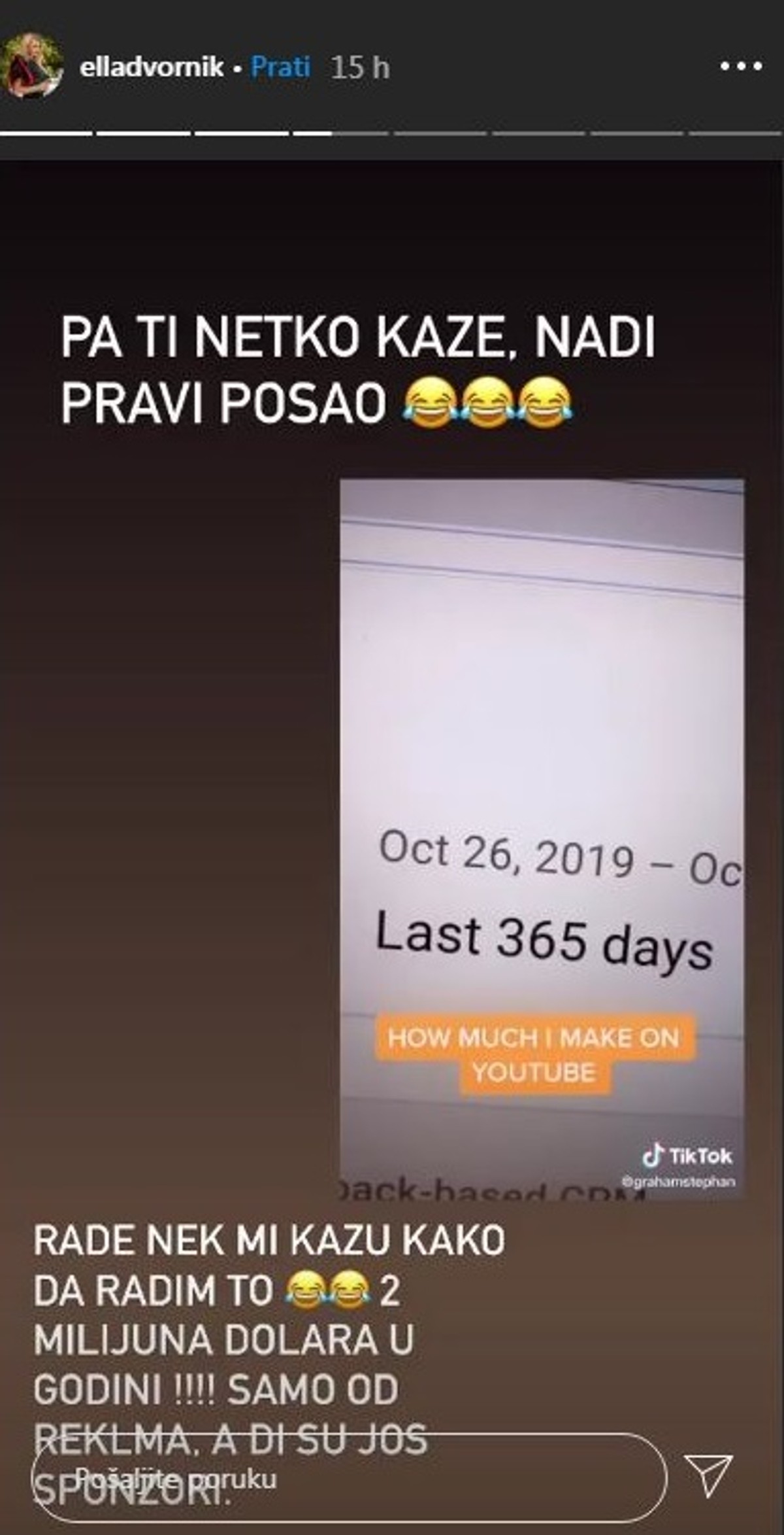 Ella Dvornik objavila koliko zarađuju YouTuberi u Hrvatskoj