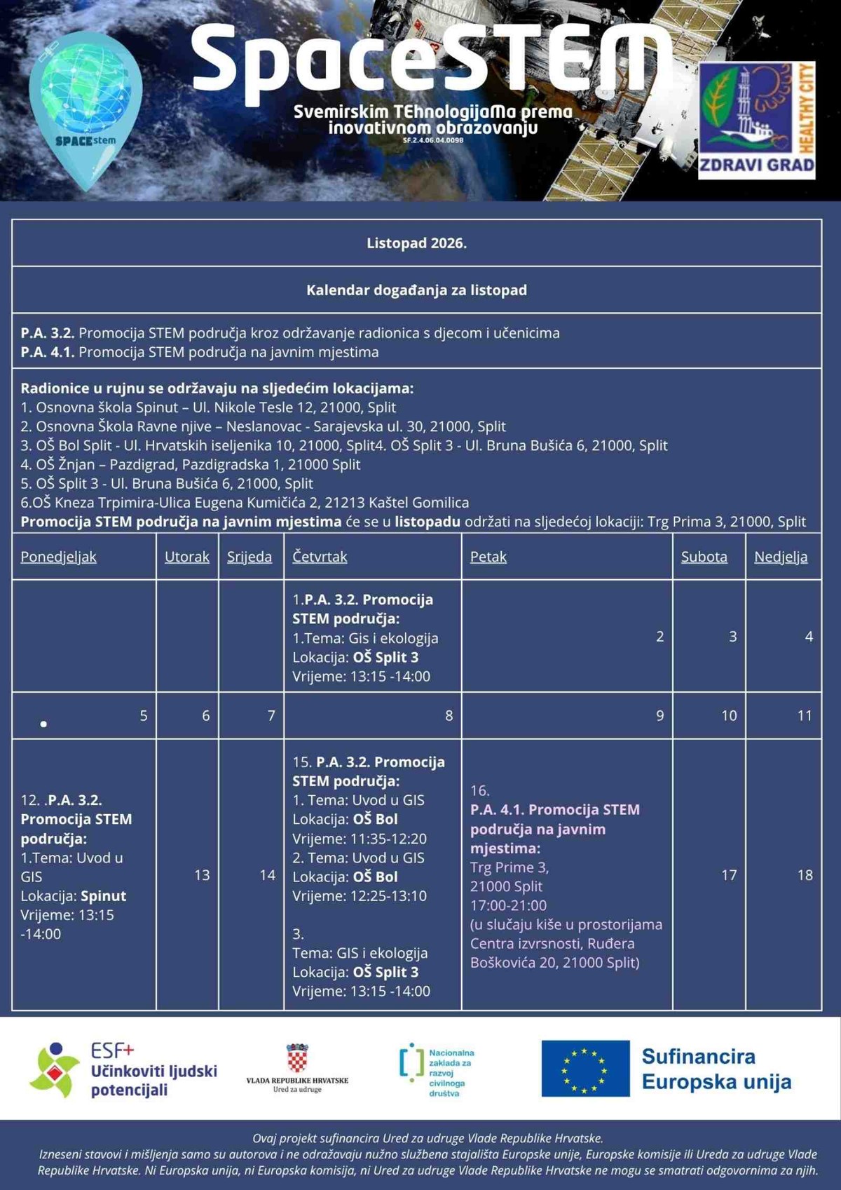 SpaceSTEM u listopadu donosi nove radionice, nove teme i javnu promociju STEM-a!