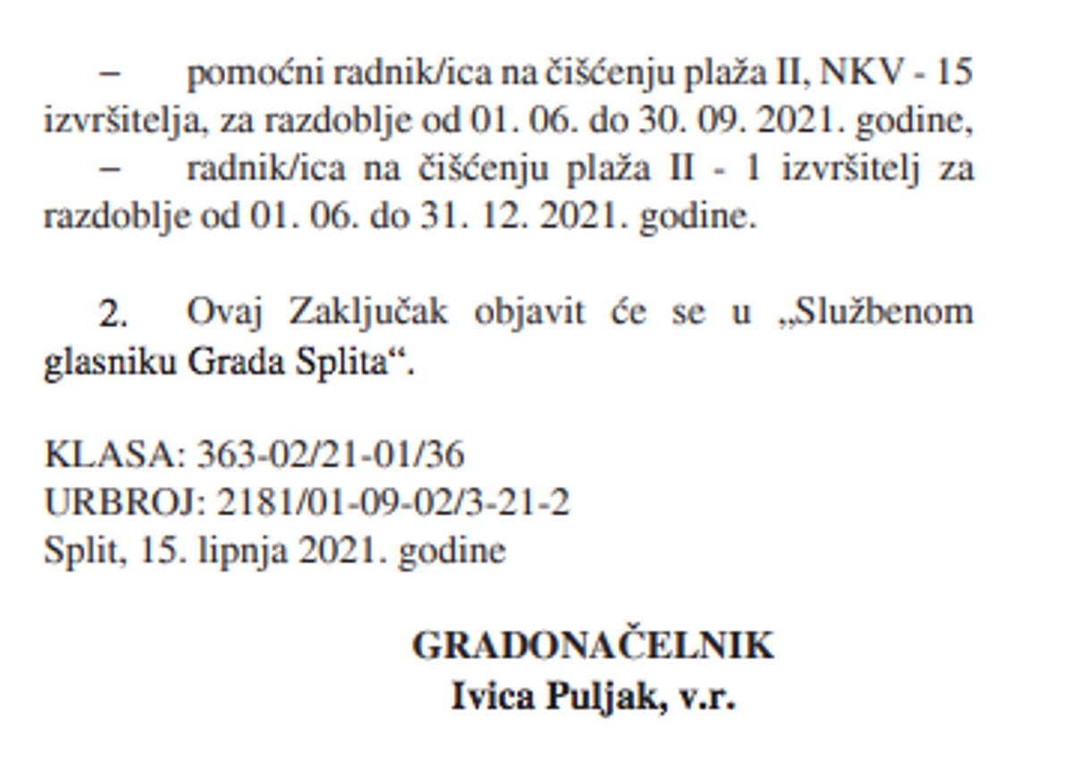 Puljak zabranio nova zapošljavanja za sve osim za Splitsku obalu