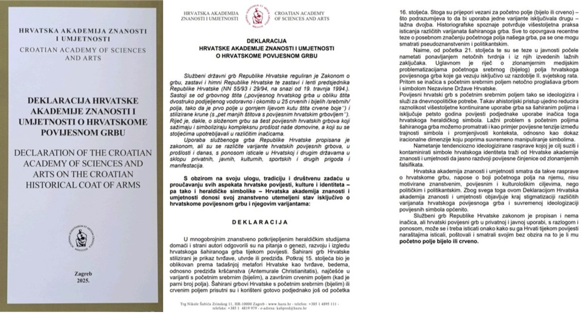 Javnost je stala uz Deklaraciju HAZU o hrvatskom povijesnom grbu!