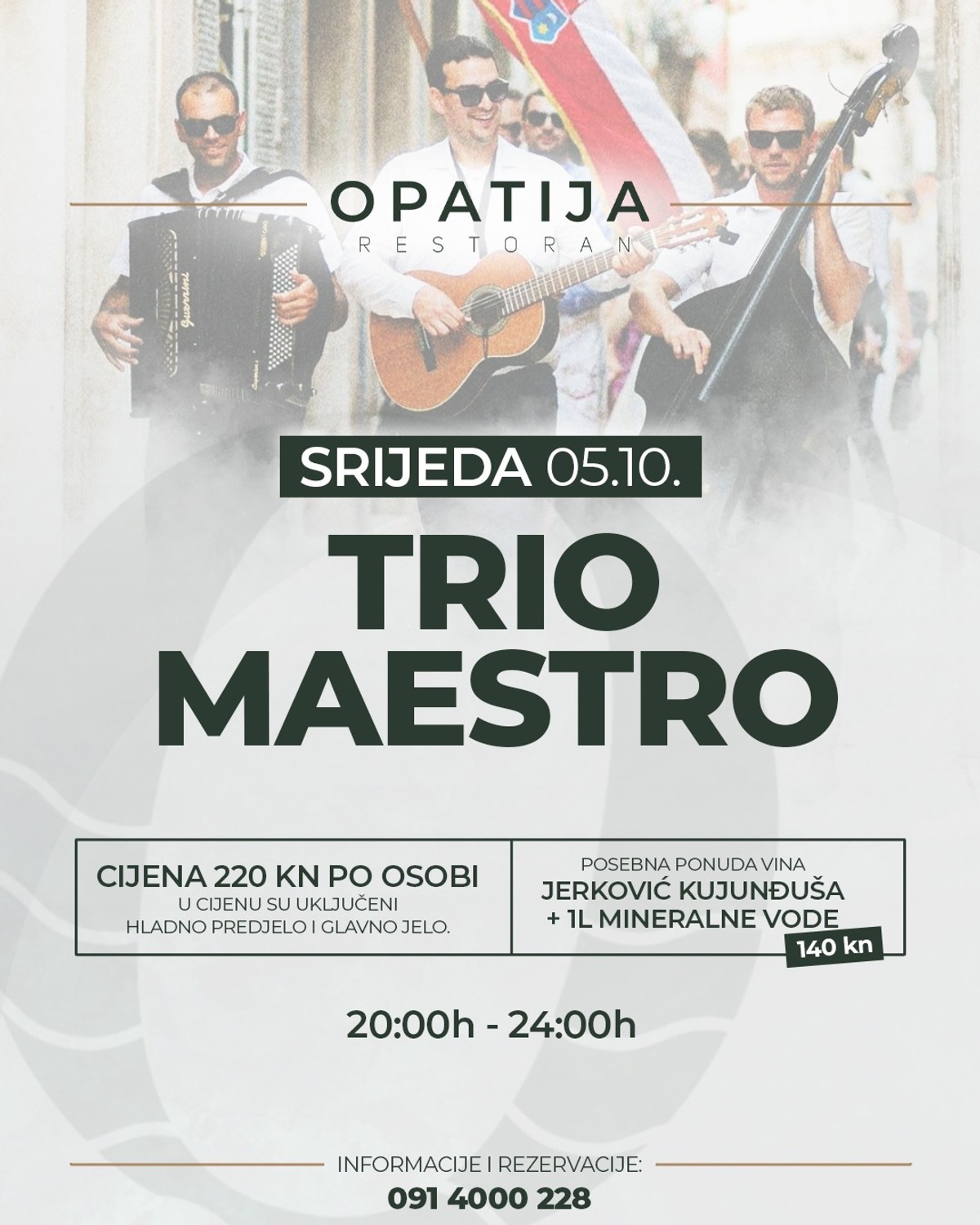 Opatija nastavlja seriju nastupa uživo koncertom Trija Maestro