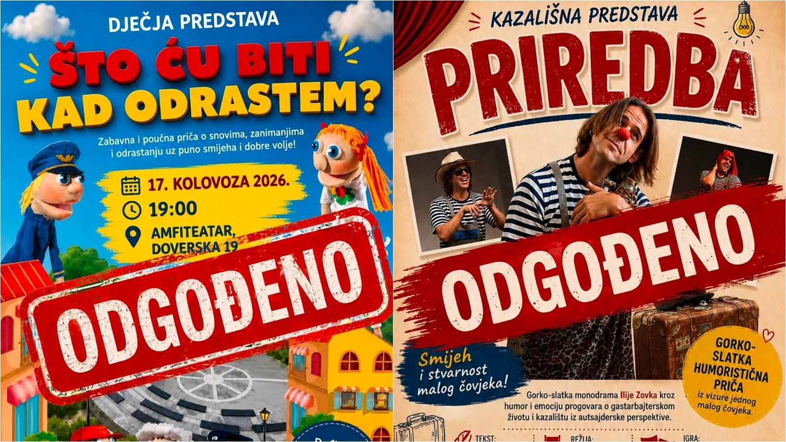 Zbog požara odgođene dvije predstave na Mertojaku
