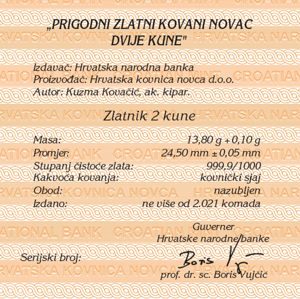 U prosincu stiže nova kovanica: Dvije zlatne kune