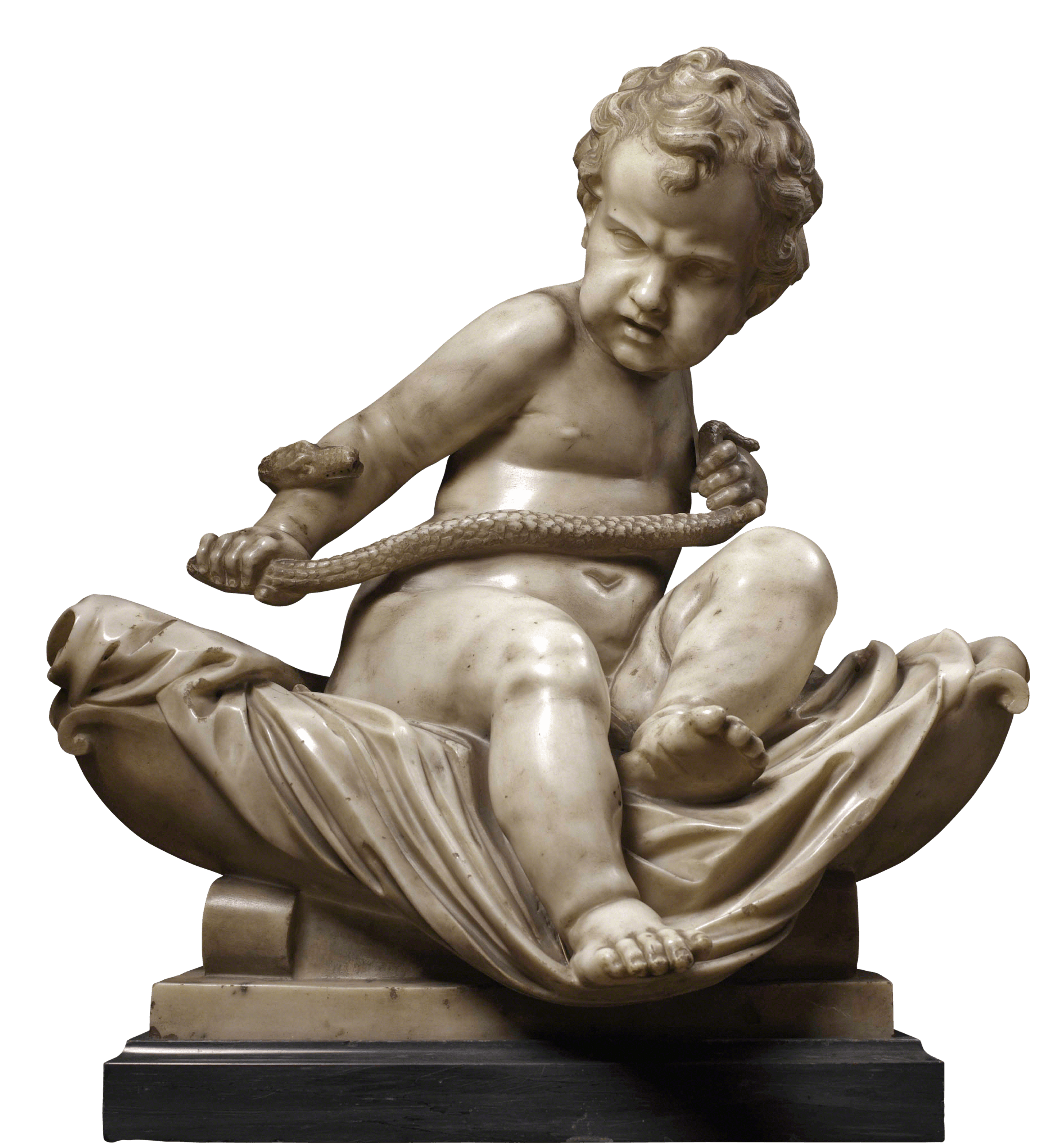 Statue of Hercules as a child fighting with a snake