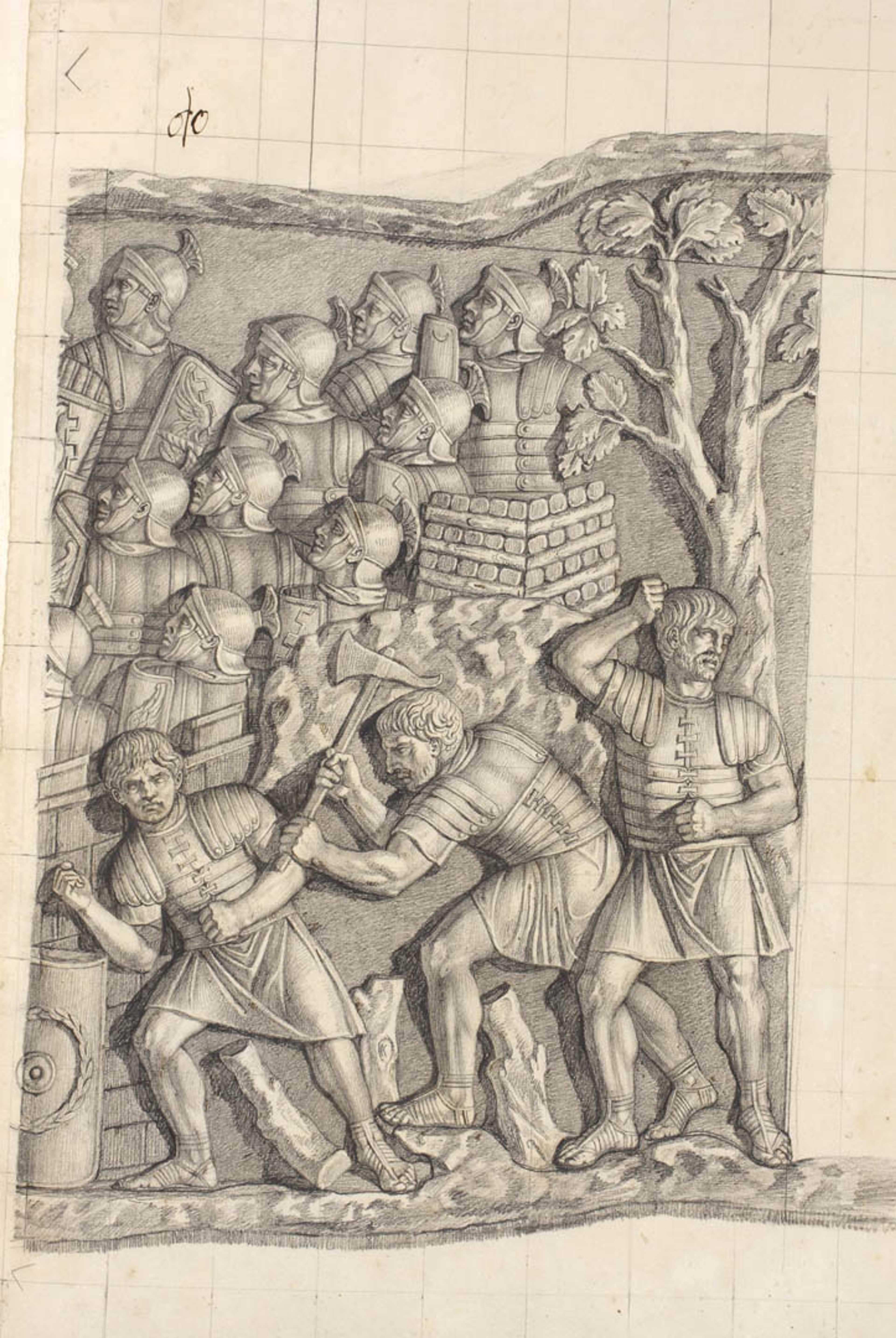 Soldati romani raccolgono legna per costruire fortificazioni