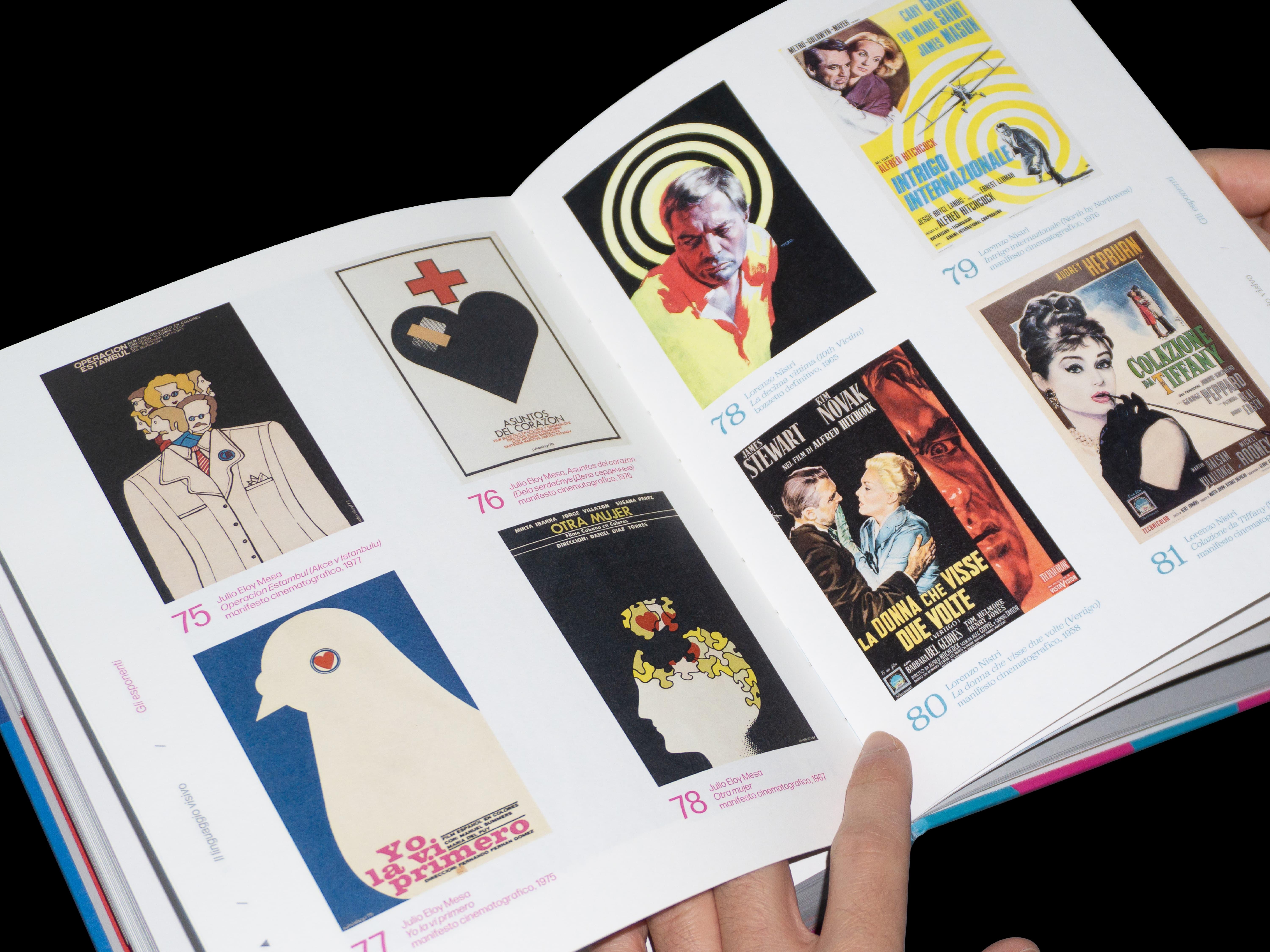 Spread with a grid of numbered film posters, Cuban on the left page and Italian on the right.