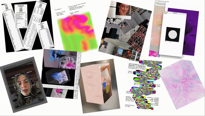 Collage of broken technologies, with screenshots, printed pages, distorted images and a pink cabinet.
