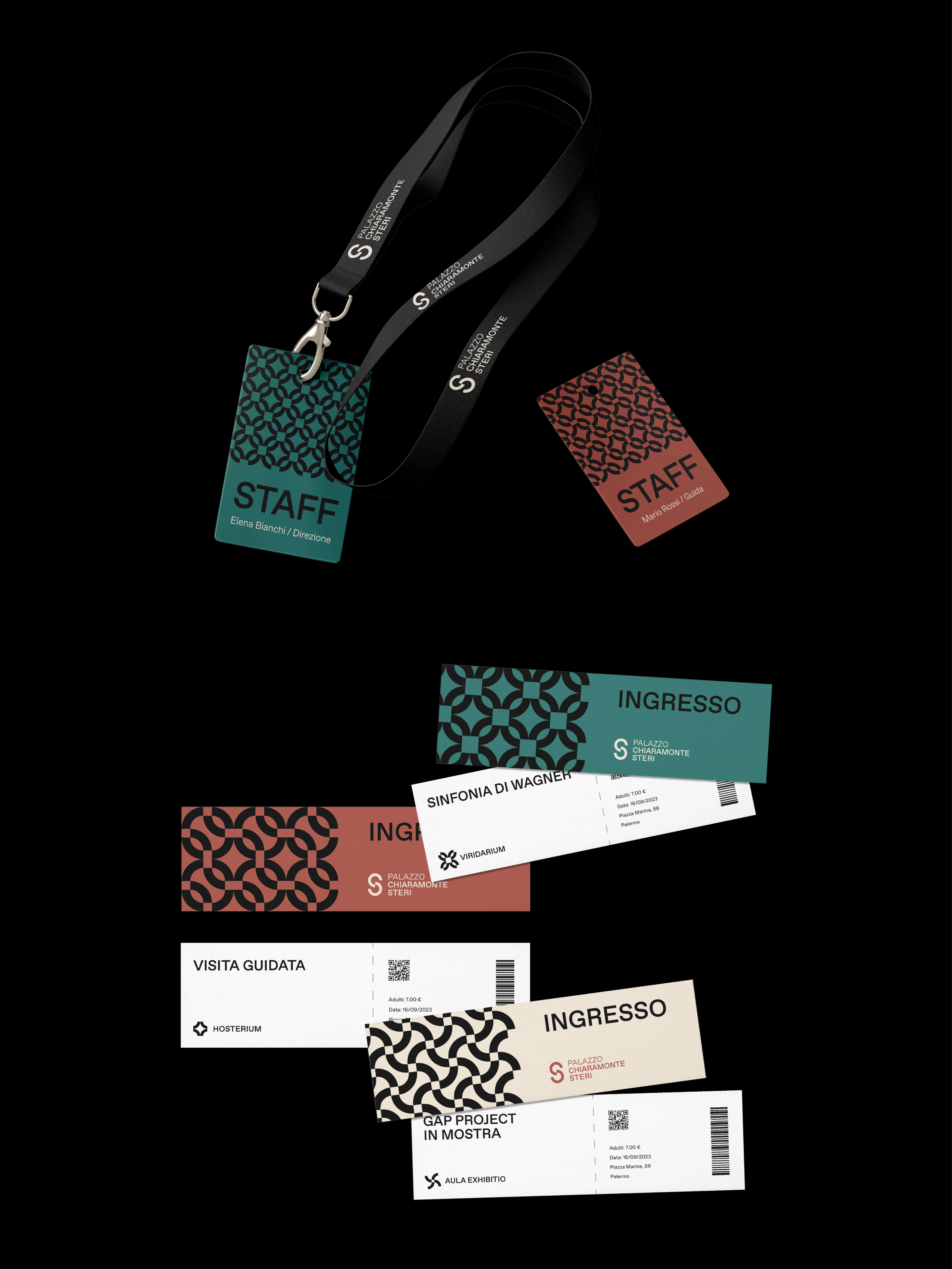 Palazzo Chiaramonte Steri project image showing identity and exhibition graphics for the historic Palermo building.