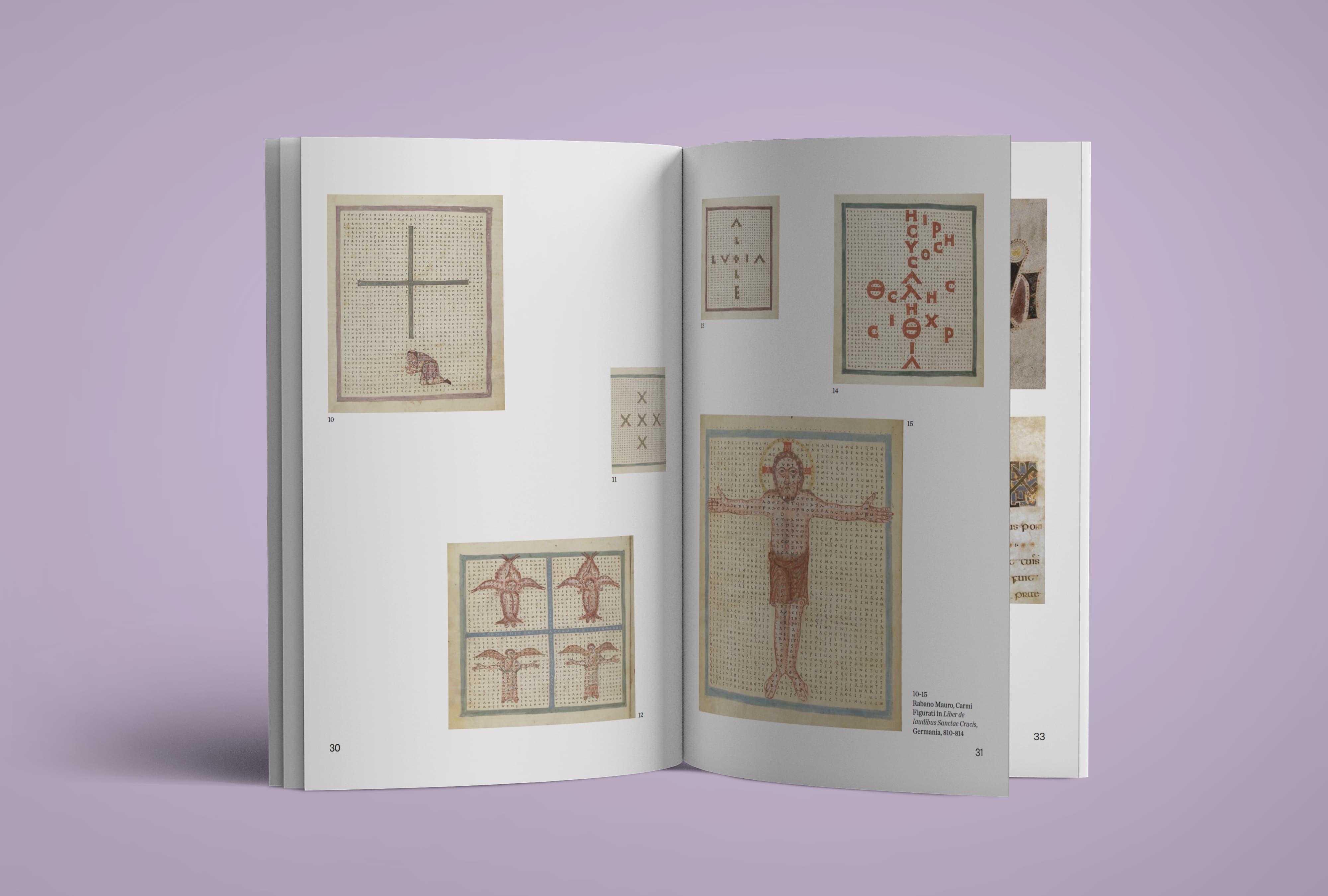 Open Trasformazioni verbovisive book showing historical visual-poetry works.