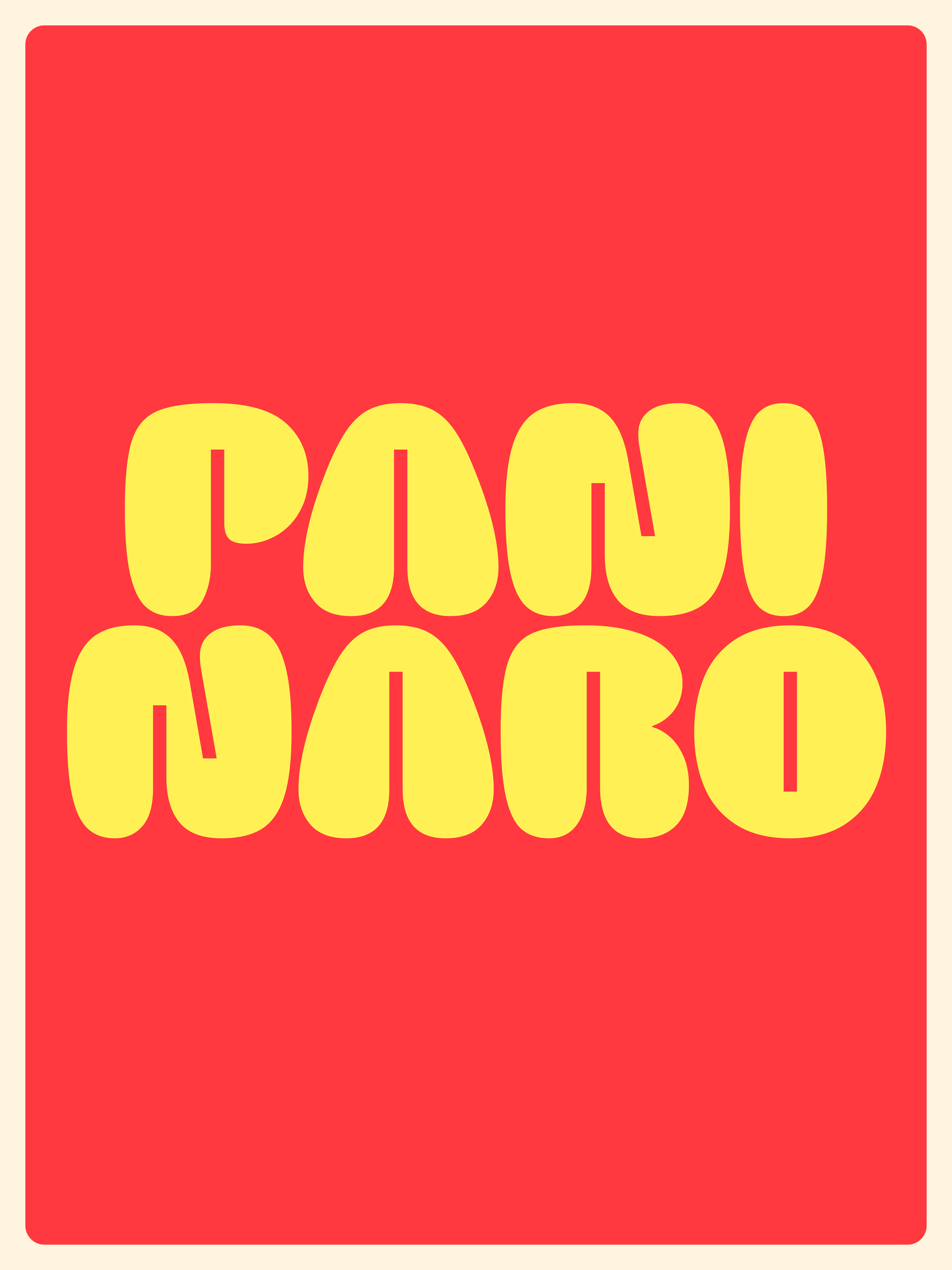 Red poster with yellow rounded Burghi lettering.