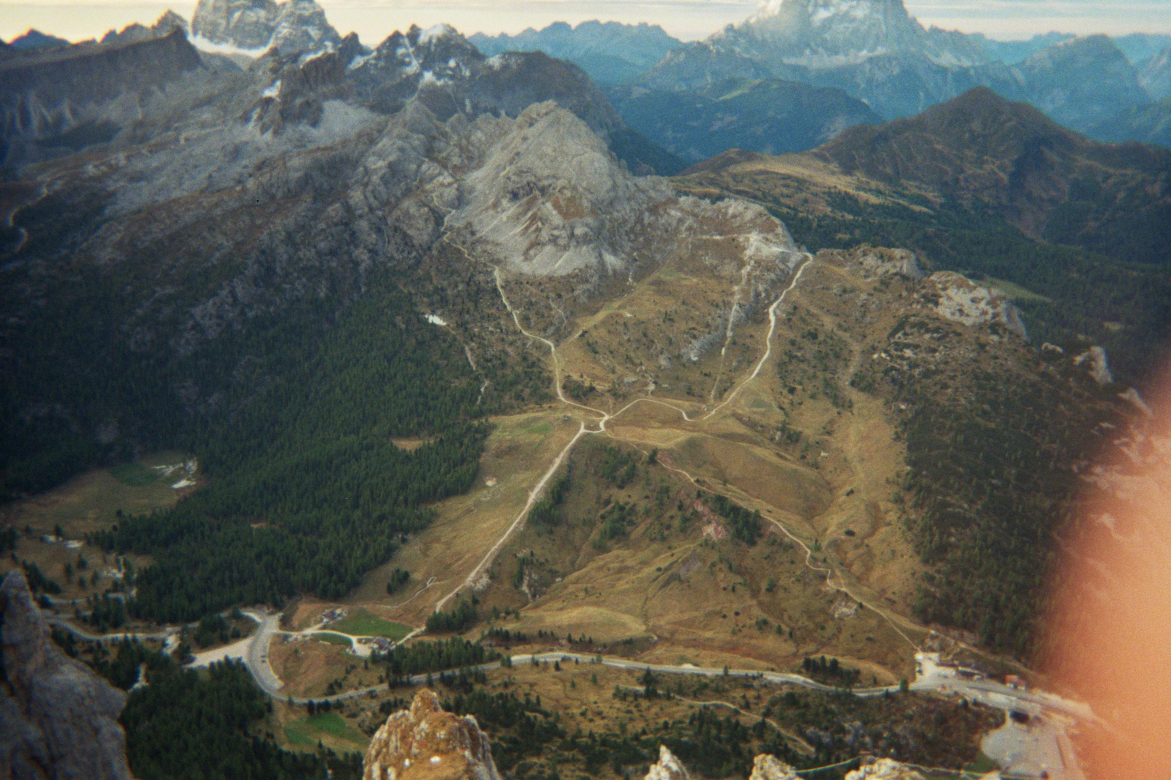 Roads and paths winding below Lagazuoi EXPO Dolomiti.