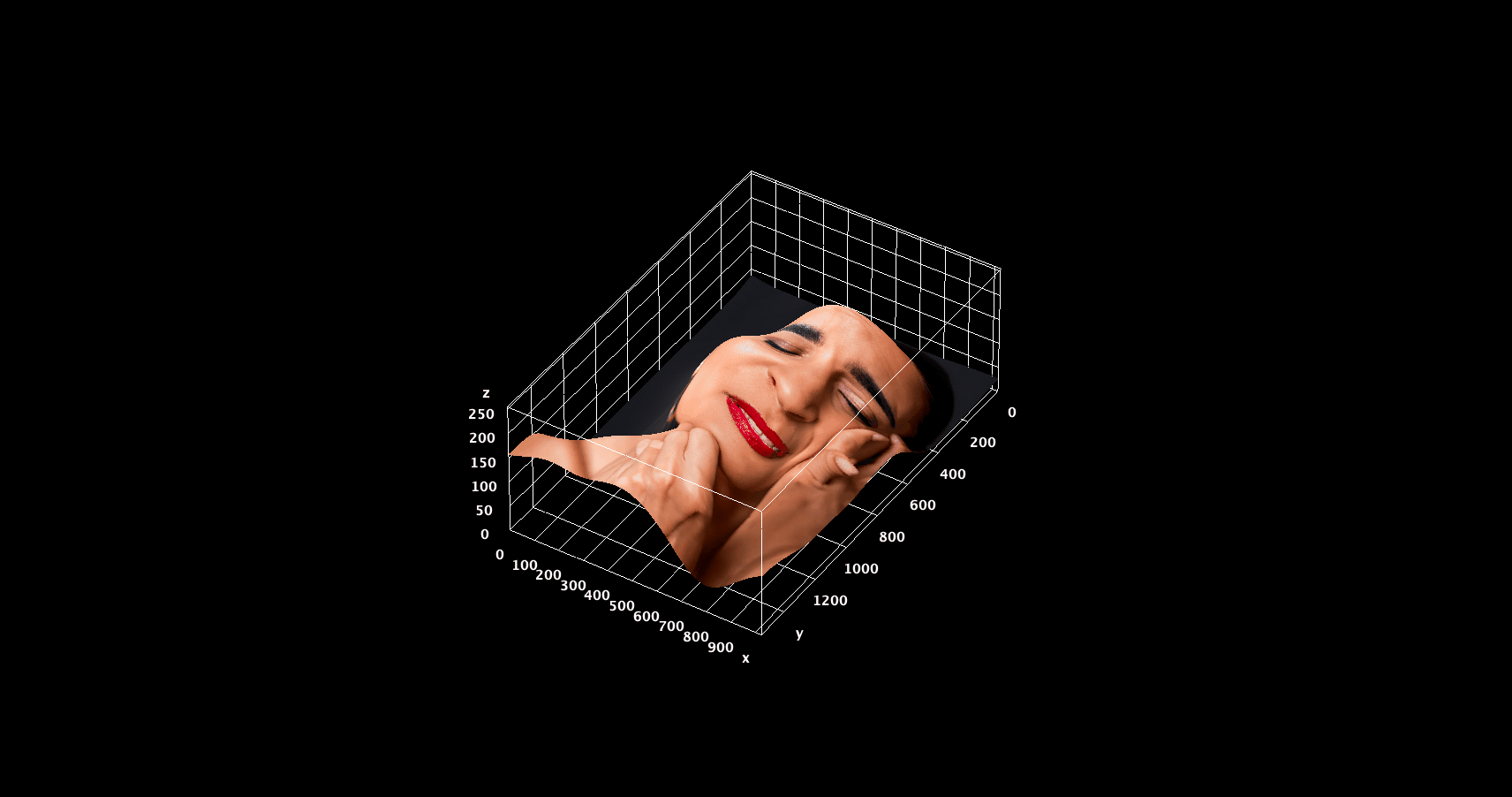 Female Pleasure, a 3D-rendered face inside a wireframe grid.