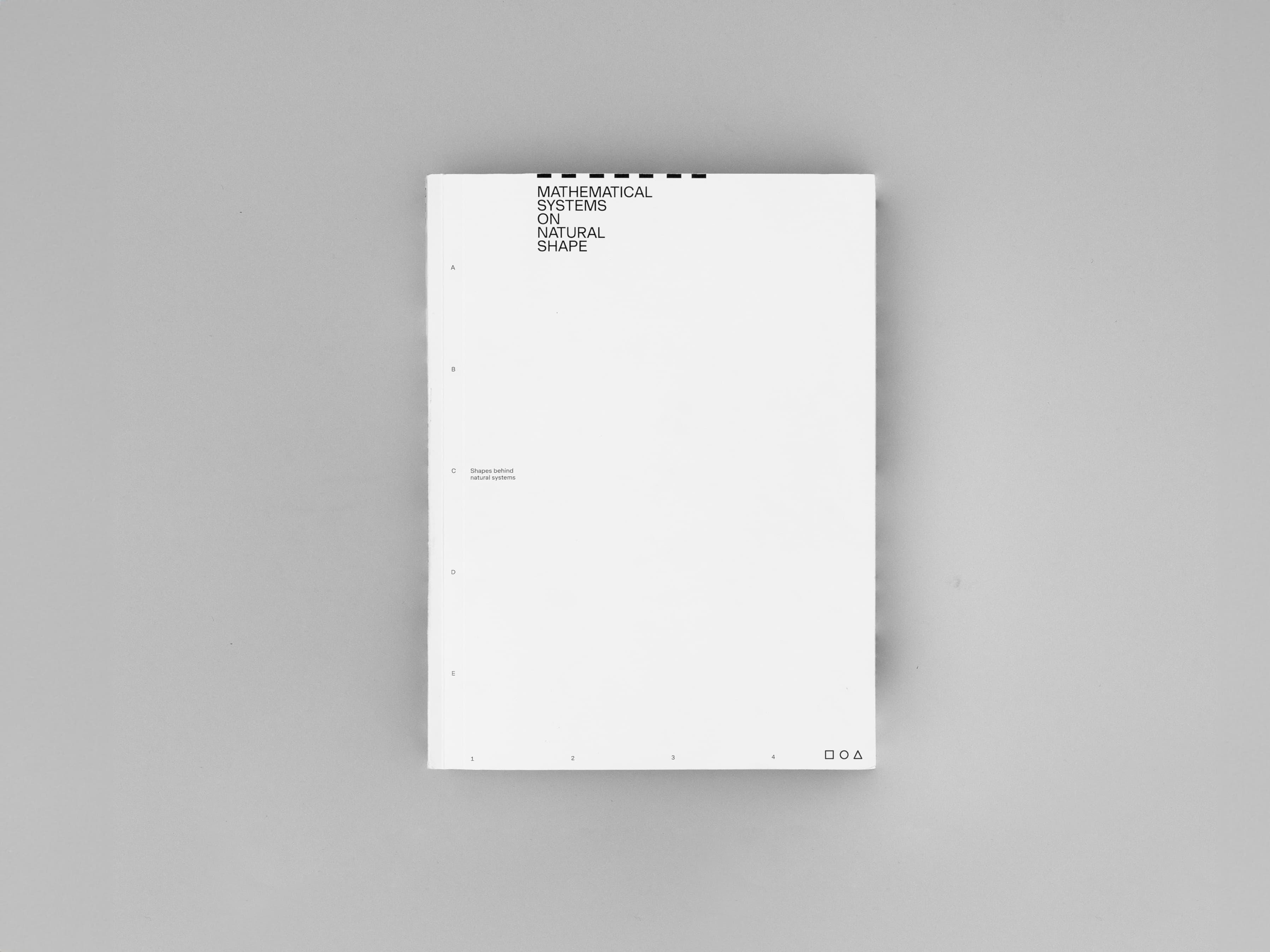 White Matematical Systems on Natural Shape book on grey.