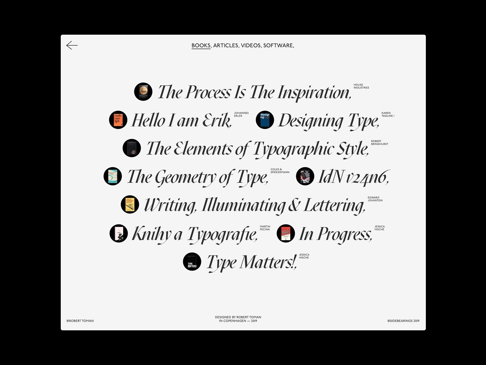 Mazius Display specimen poster listing titles in a calligraphic serif.