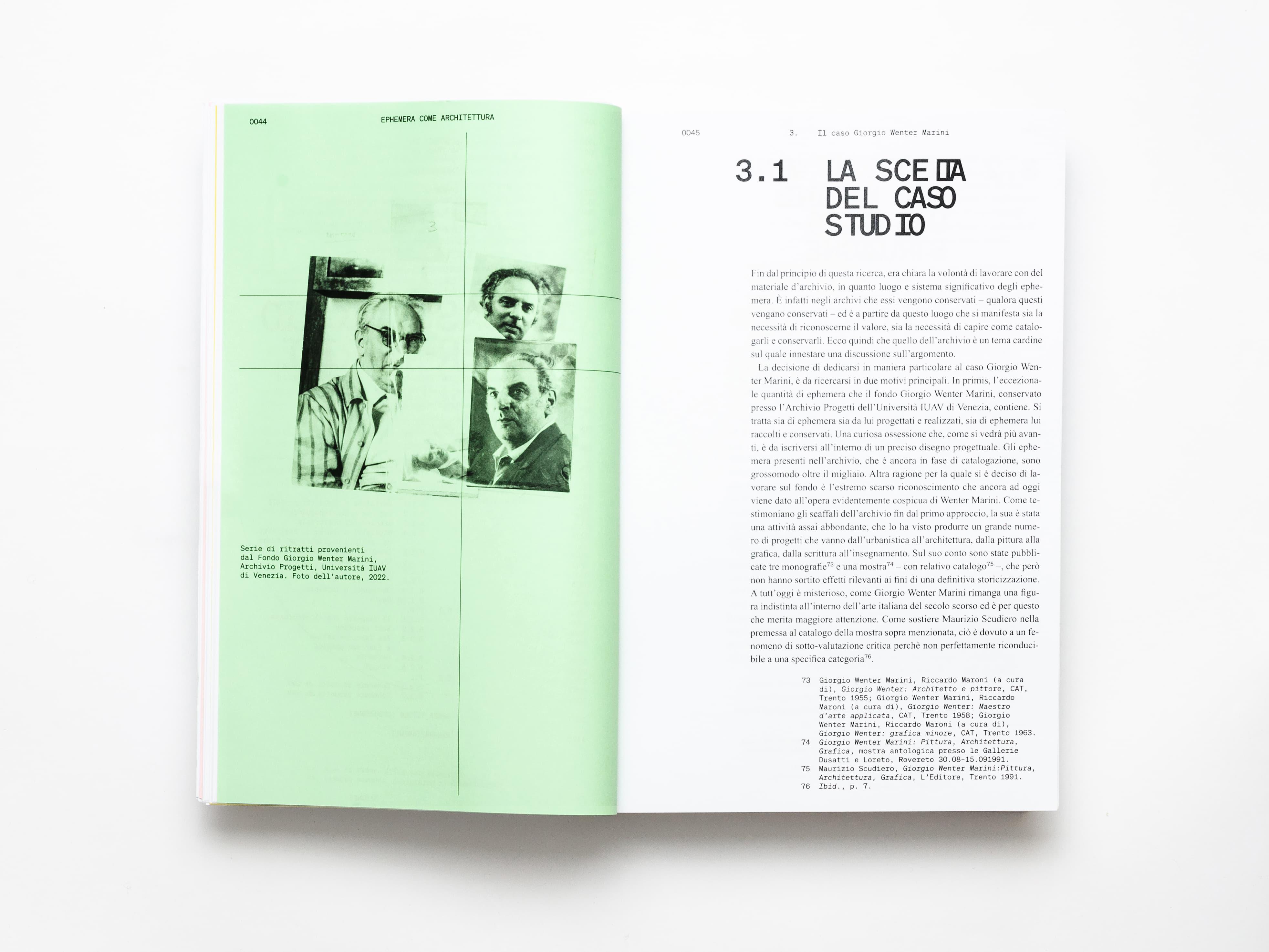 Open Ephemera publication spread with portraits and Italian text.