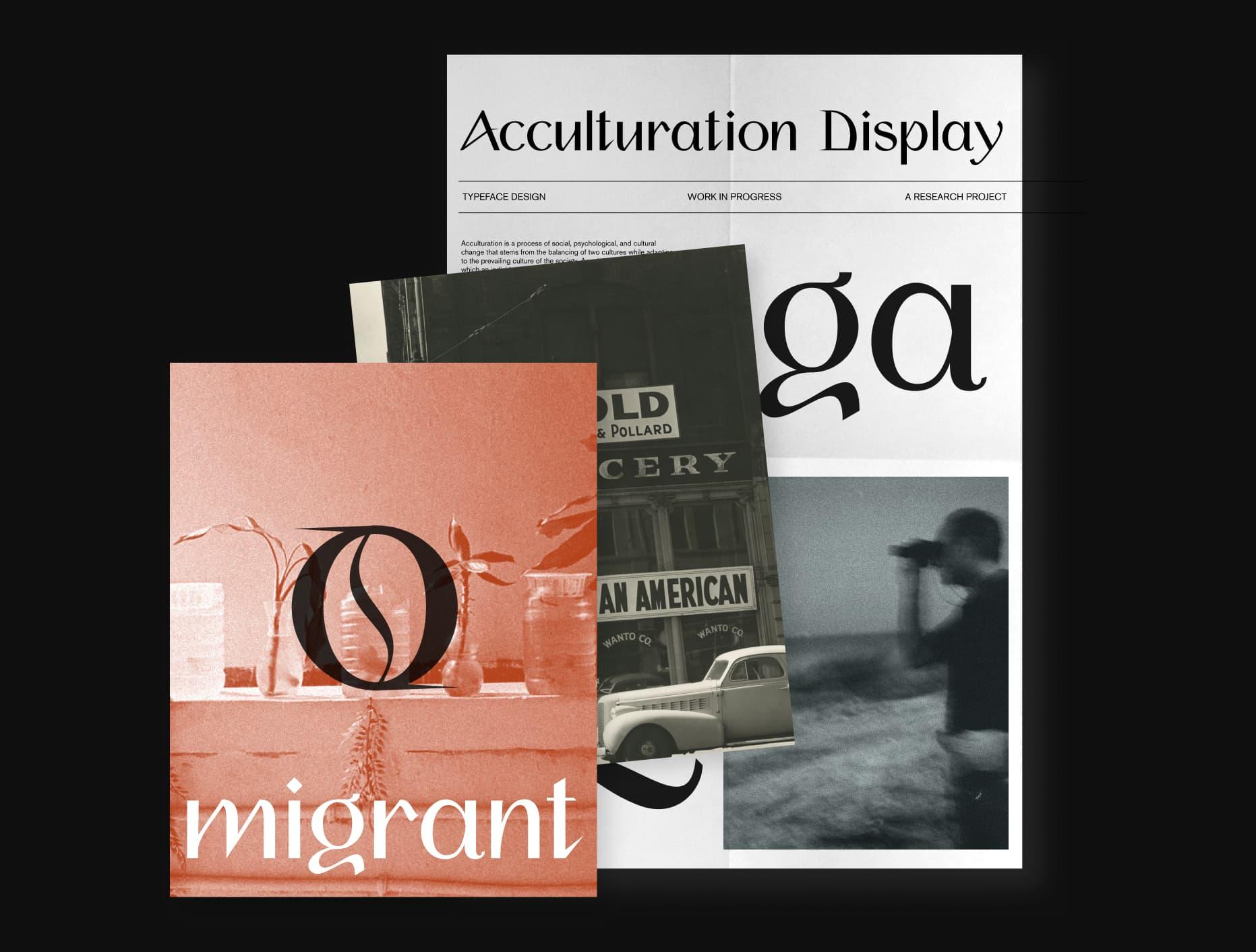 Acculturation Display publications arranged against black.