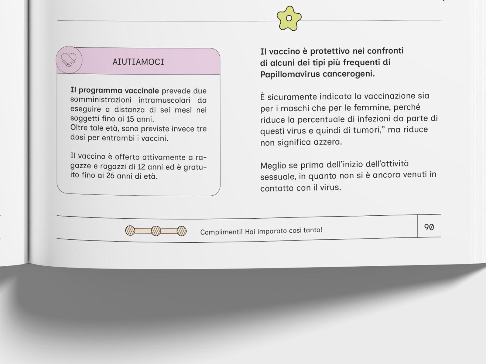 Educational page explaining HPV vaccination with a highlighted information box.