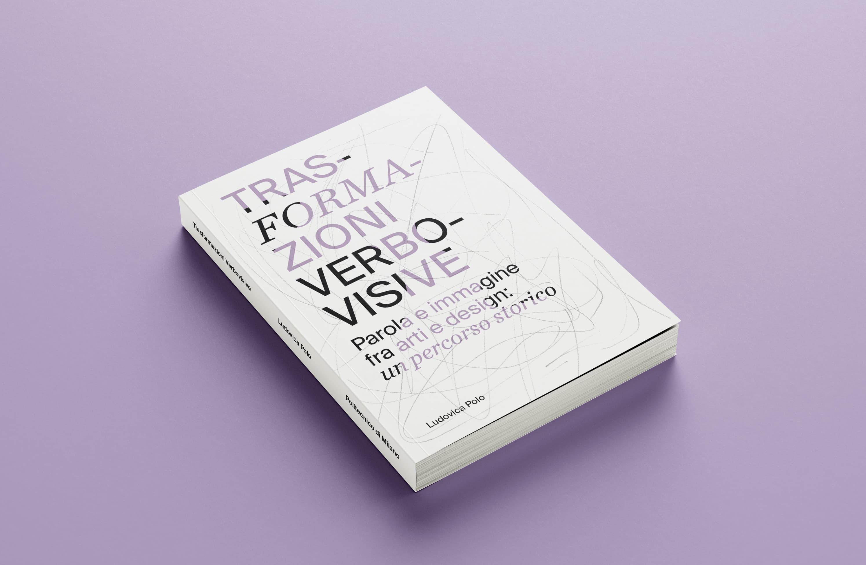 White Trasformazioni verbovisive book on a pale purple surface.