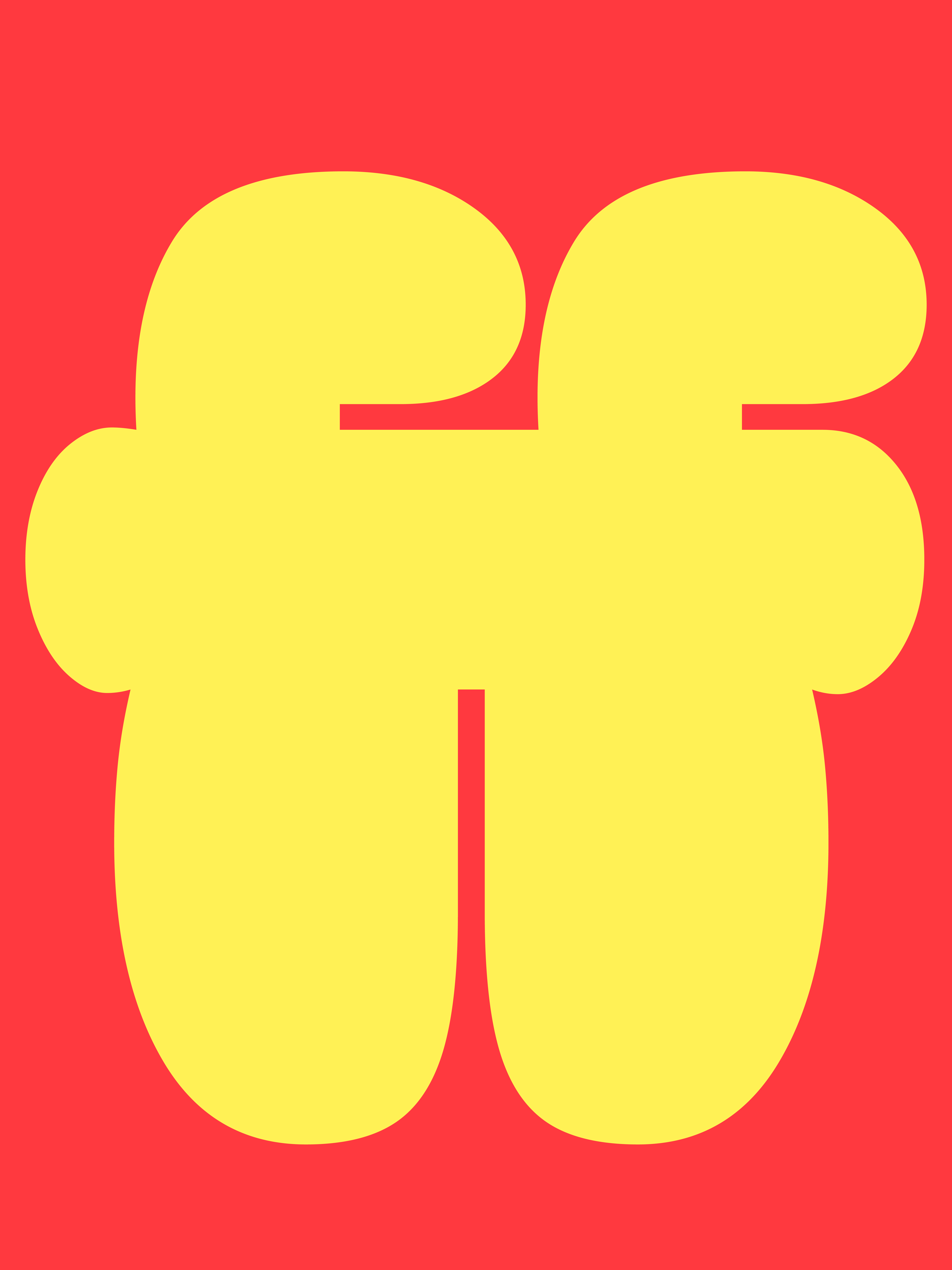 Red poster with a large yellow Burghi glyph.