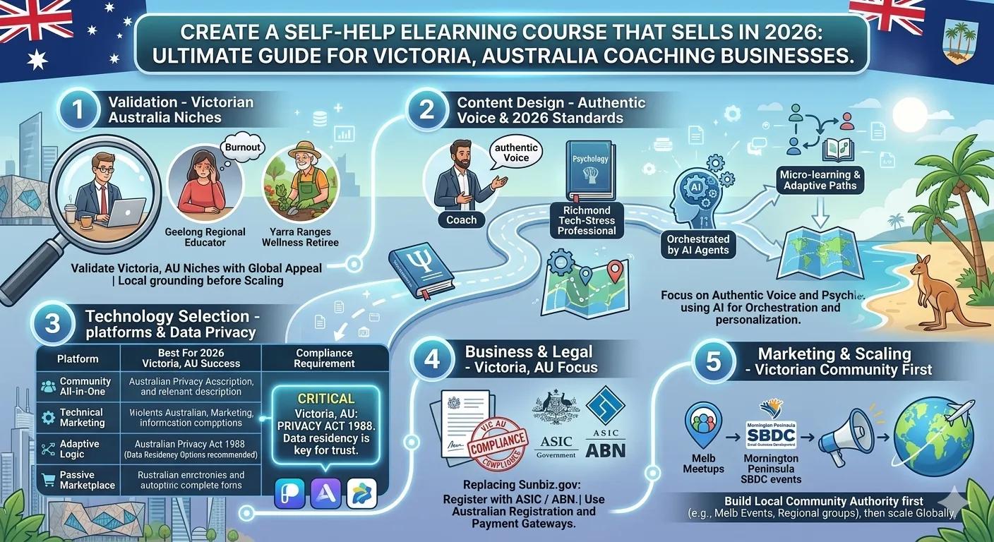 Process involved in creating a self-help course in Victoria