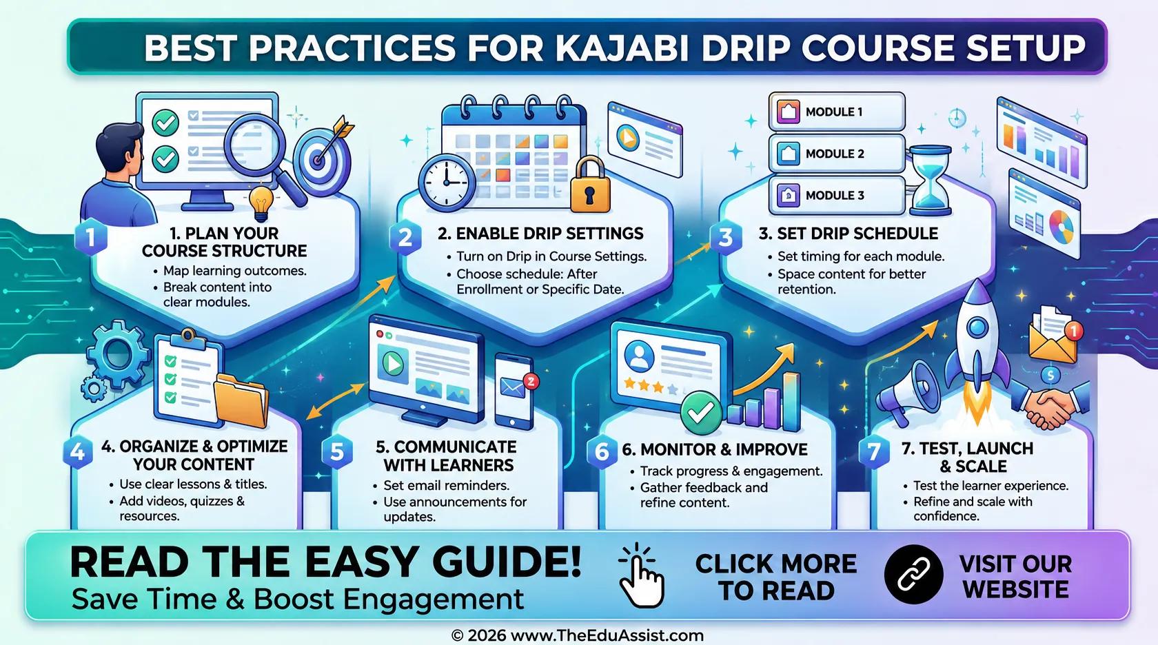 best practices for kajabi drip course creation