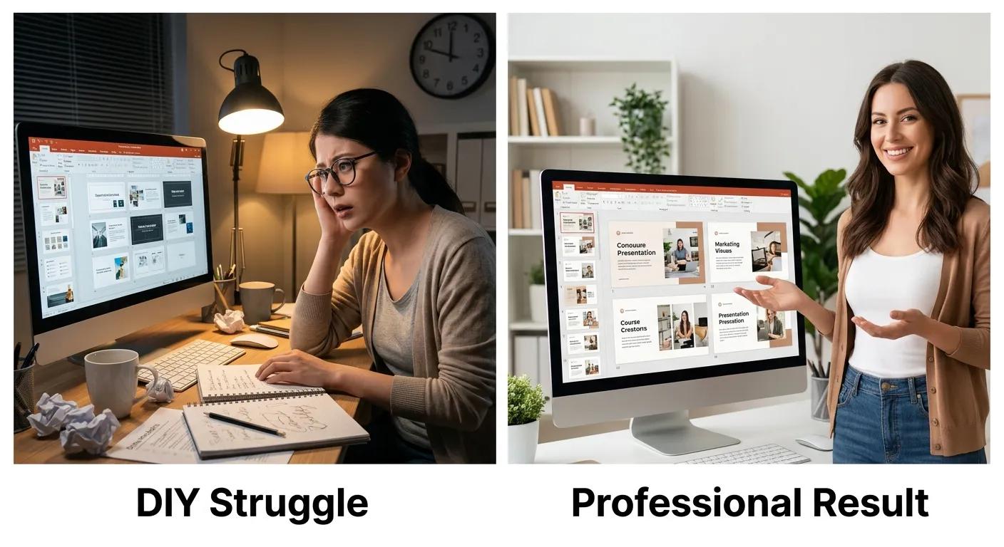 E-learning Slide Design for Busy Course Creators: When to DIY vs Hire a Professional