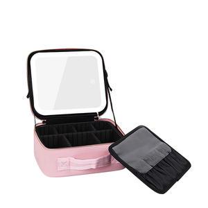 NECESSAIRE ROSA C/ESPEJO/LUZ LED/ORGANIZ