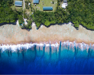 View of a beach with a blue ocean