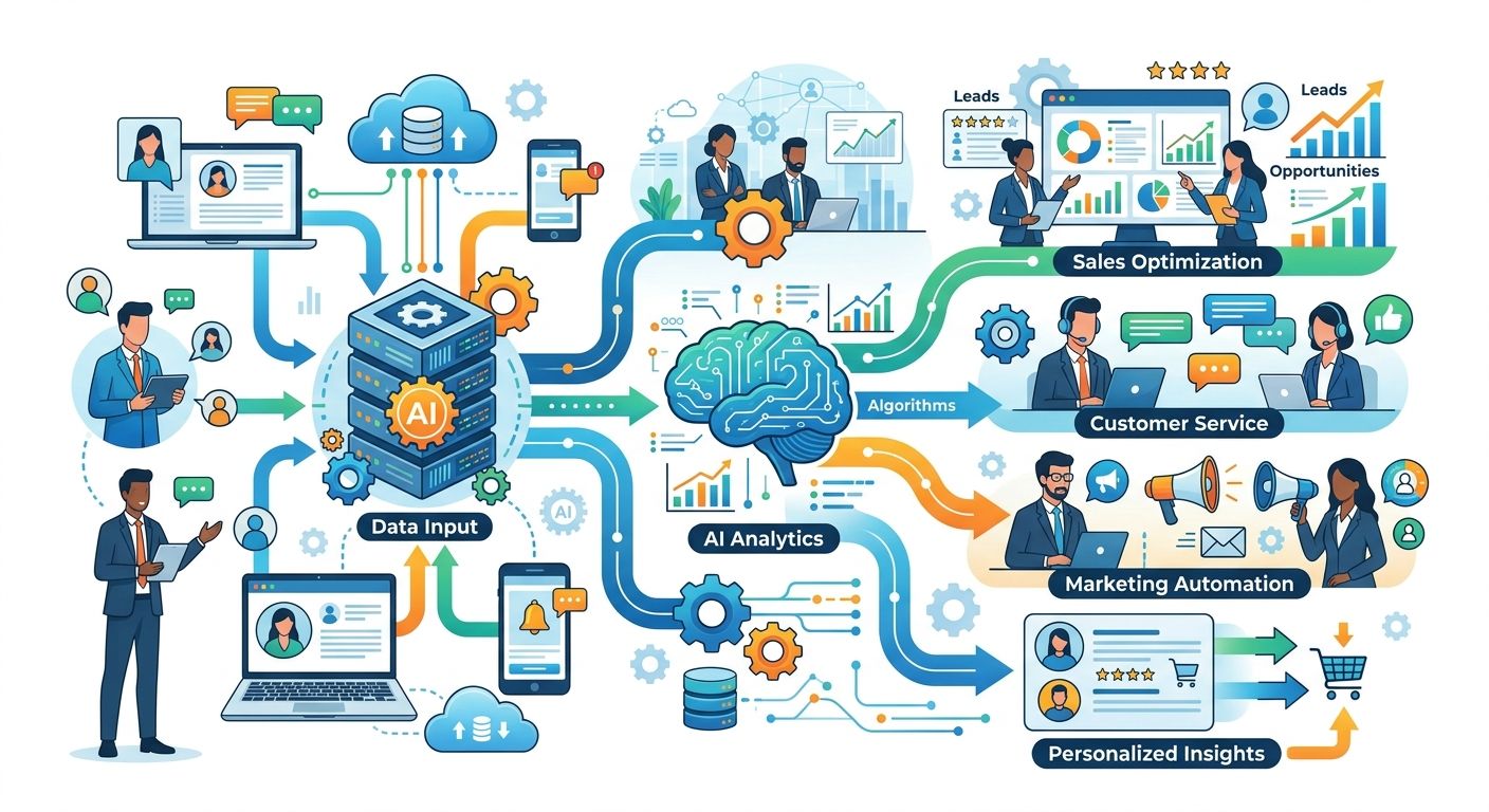 CRM עם AI - אינפוגרפיק