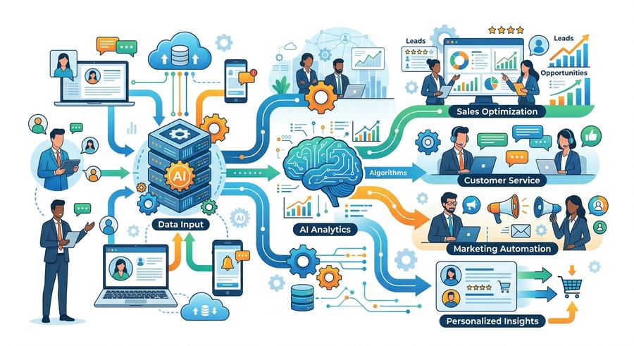CRM עם AI - אינפוגרפיק