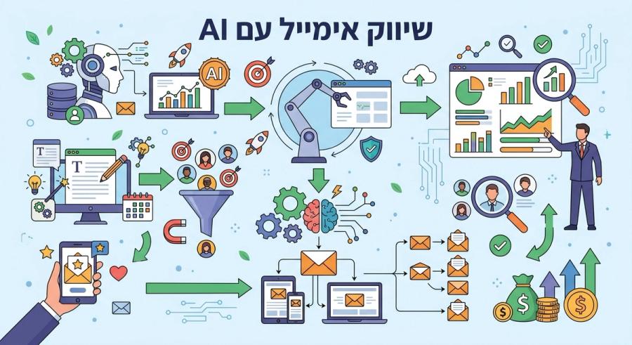 שיווק אימייל עם AI - אינפוגרפיק