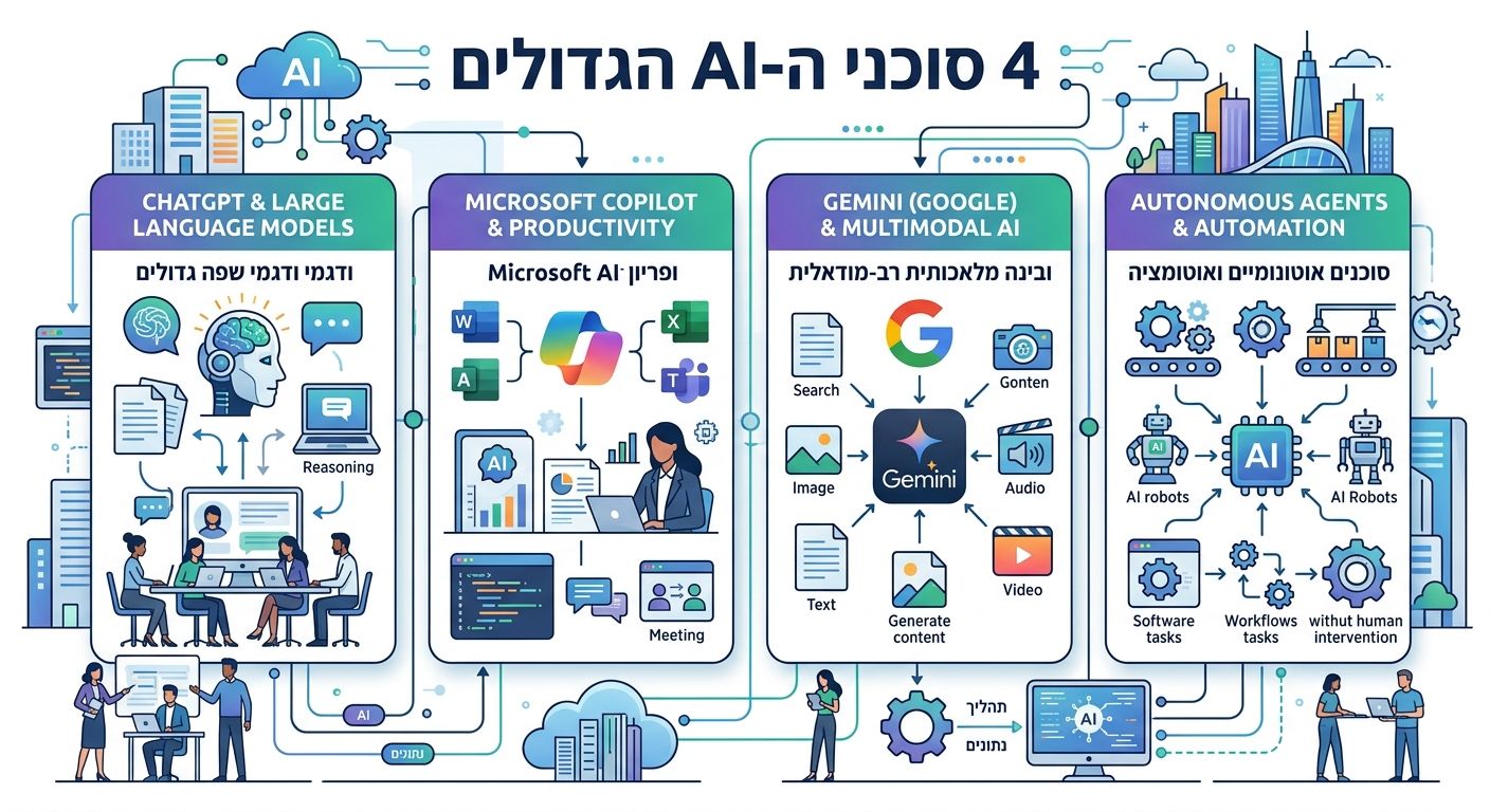 4 סוכני ה-AI הגדולים - אינפוגרפיק