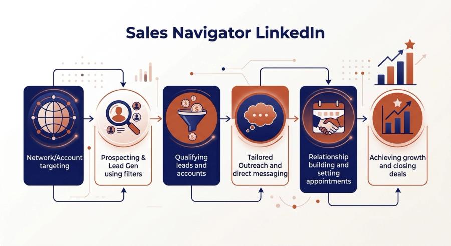 Sales Navigator LinkedIn - אינפוגרפיק