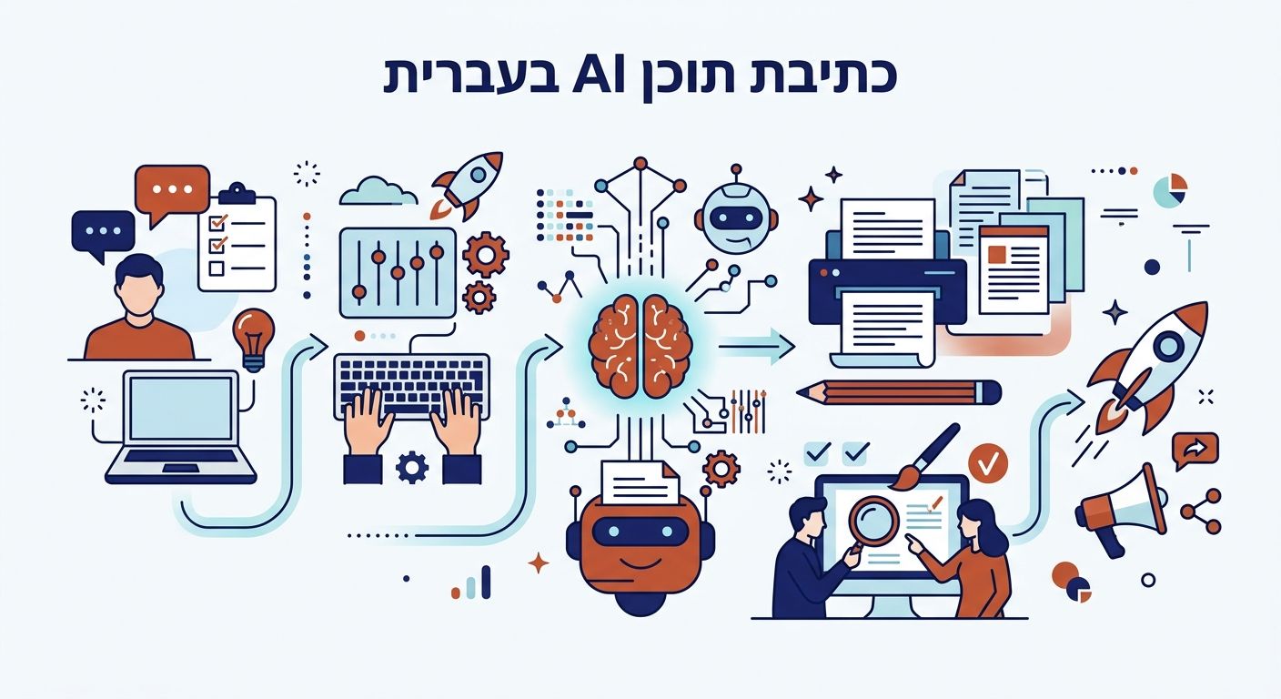 כתיבת תוכן AI בעברית - אינפוגרפיק