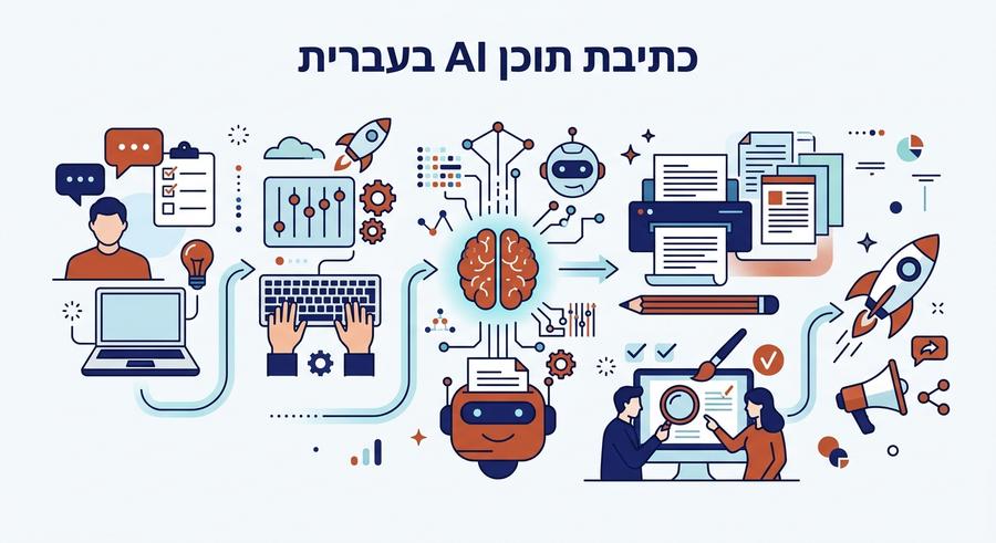 כתיבת תוכן AI בעברית - אינפוגרפיק