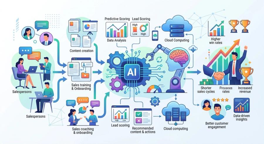 sales enablement עם AI - אינפוגרפיק